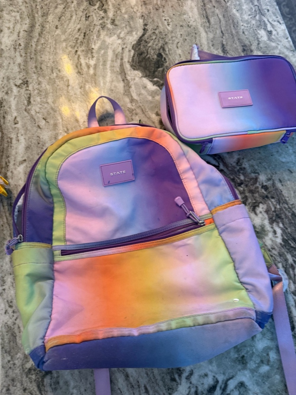 STATE Kids Rainbow Ombre Backpack and Lunch Bag - Purple Multi